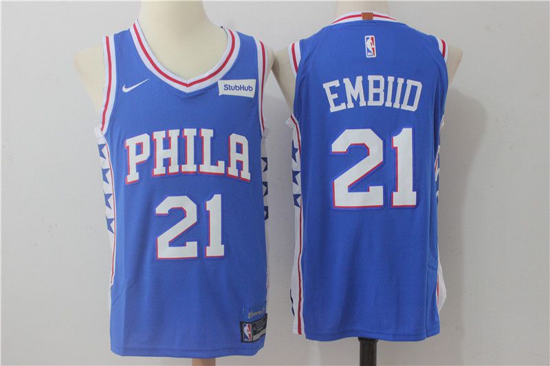 2017 NBA Philadelphia 76ers #21 Embiid blue nike Jerseys